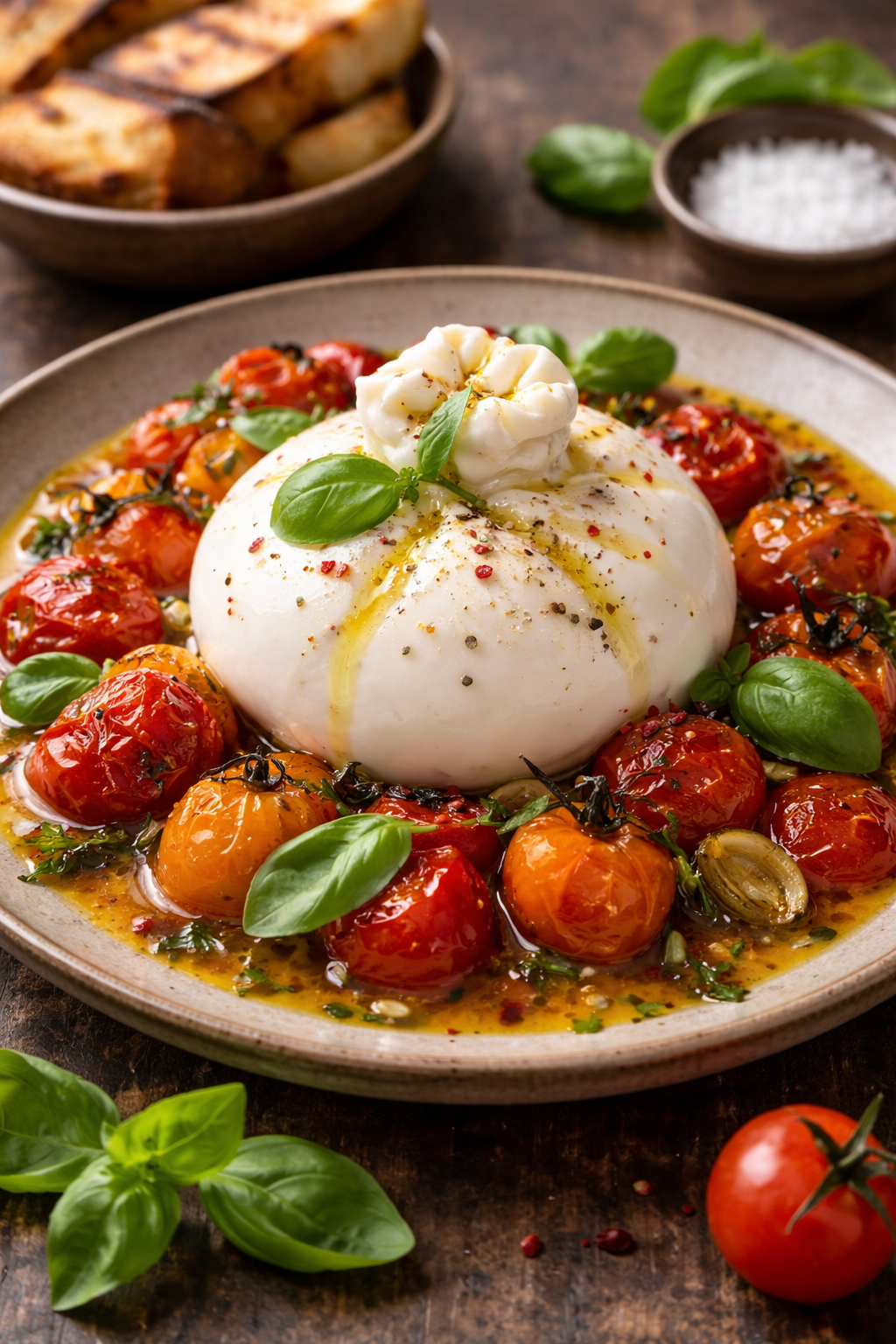 Burrata auf Ofentomaten