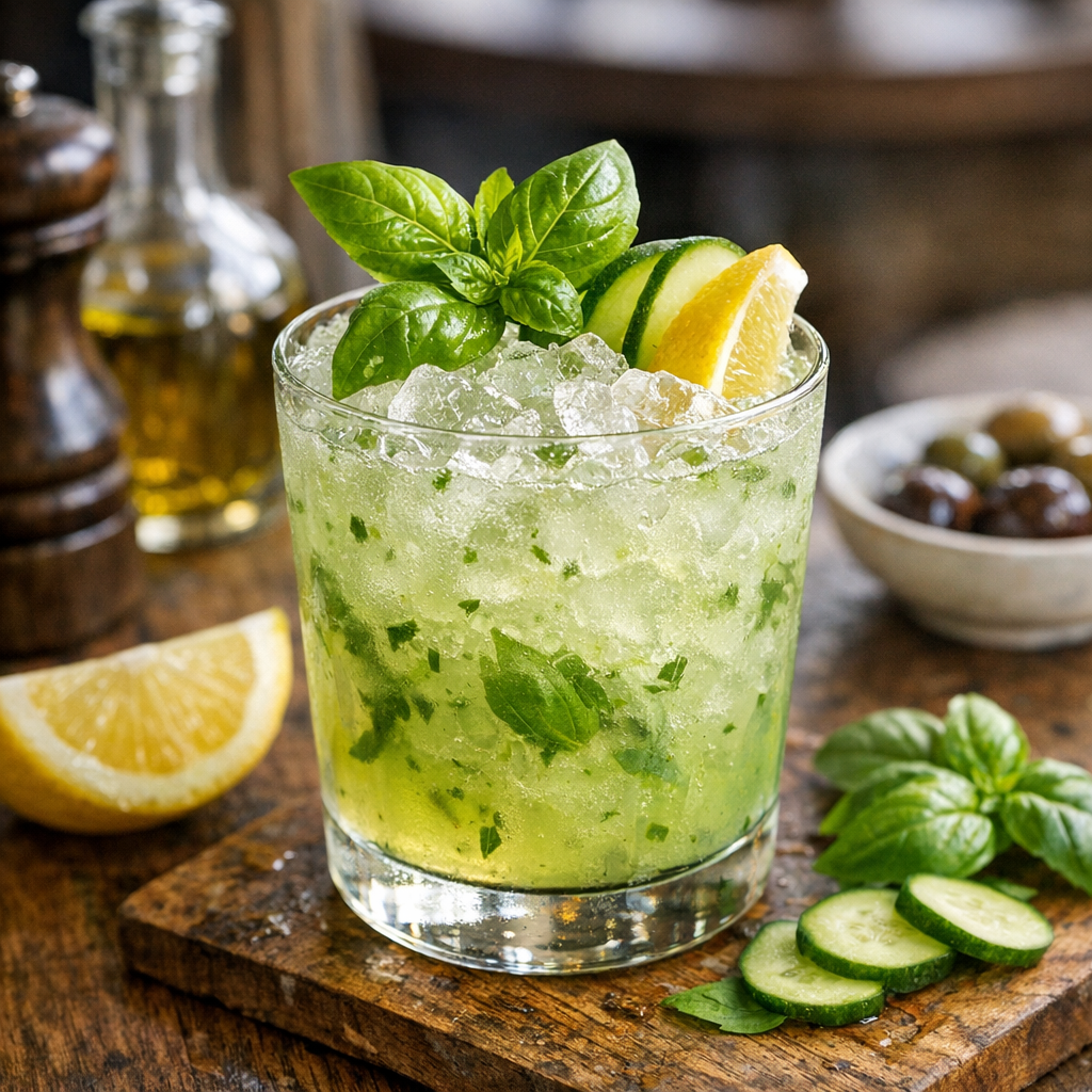 Cocktail „Aegean Basil Smash“